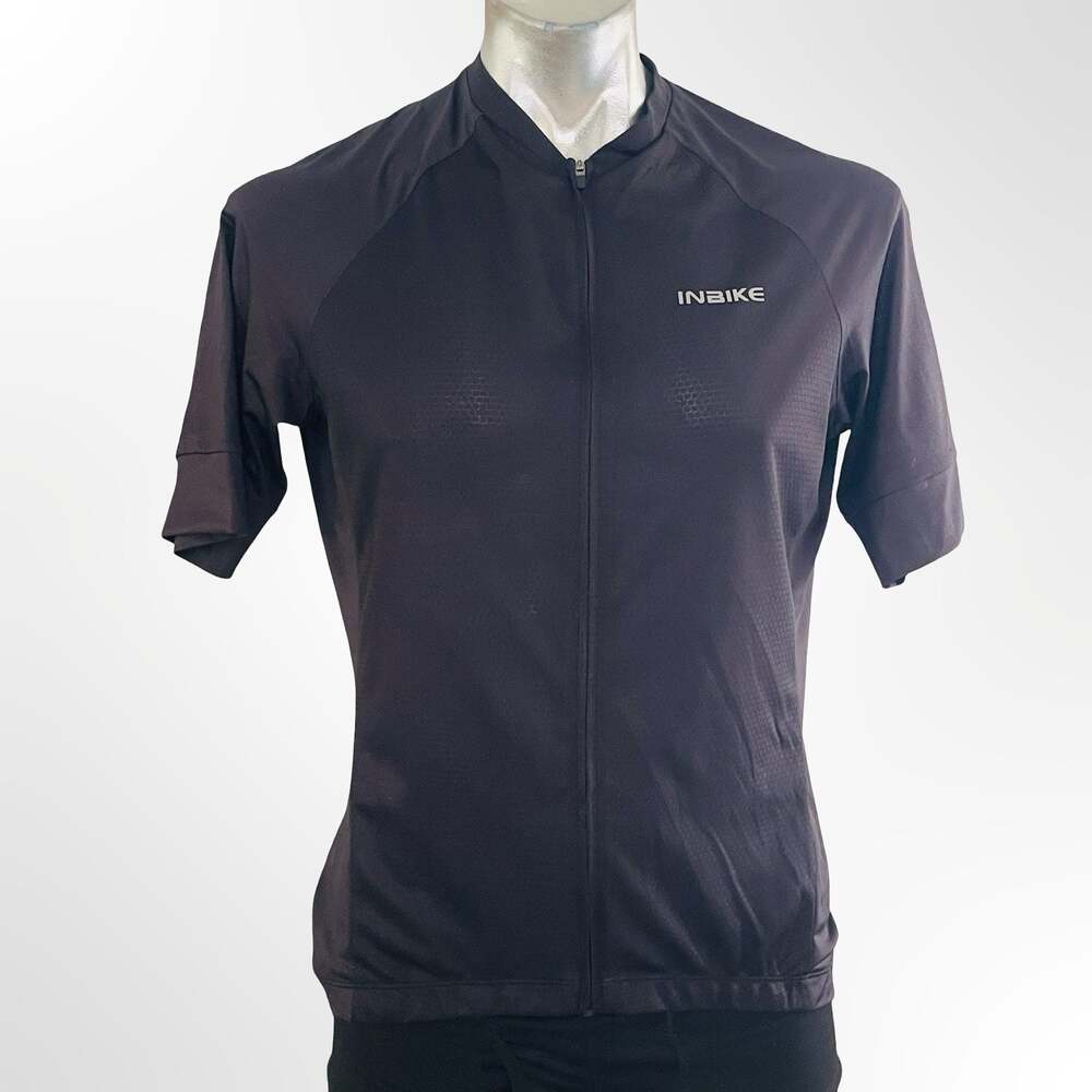 INBIKE Men's Short Sleeve Cycling Jersey Full Zip Performance Shirt Black